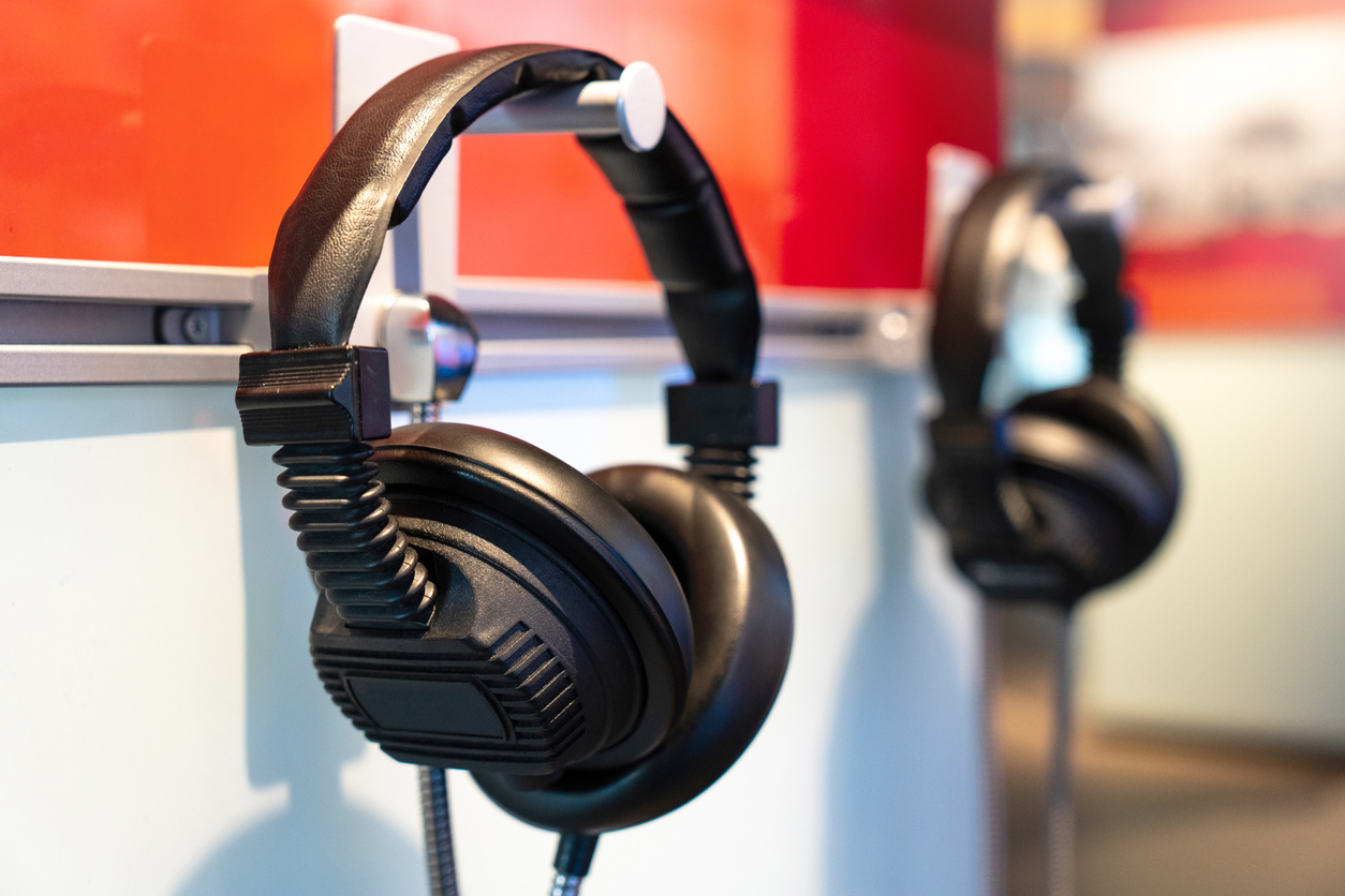 Headphones hanging up
