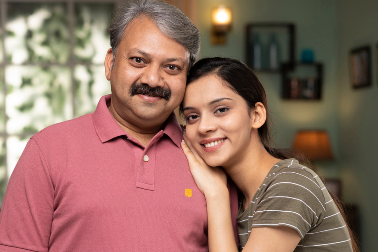 Father and adult daughter