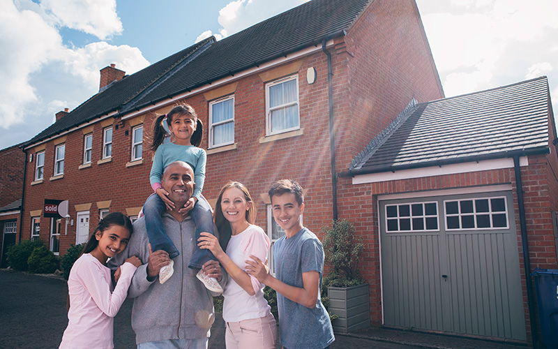 Family outside home