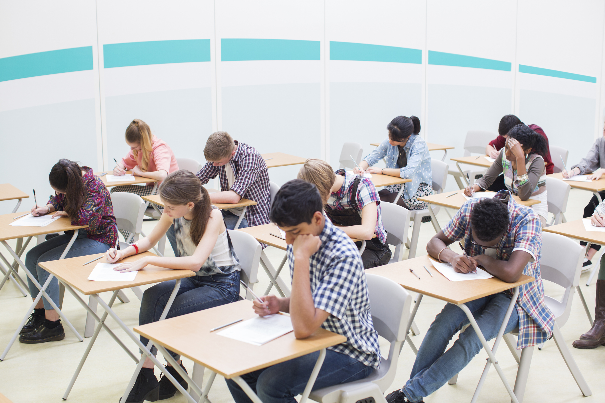 Students taking an exam