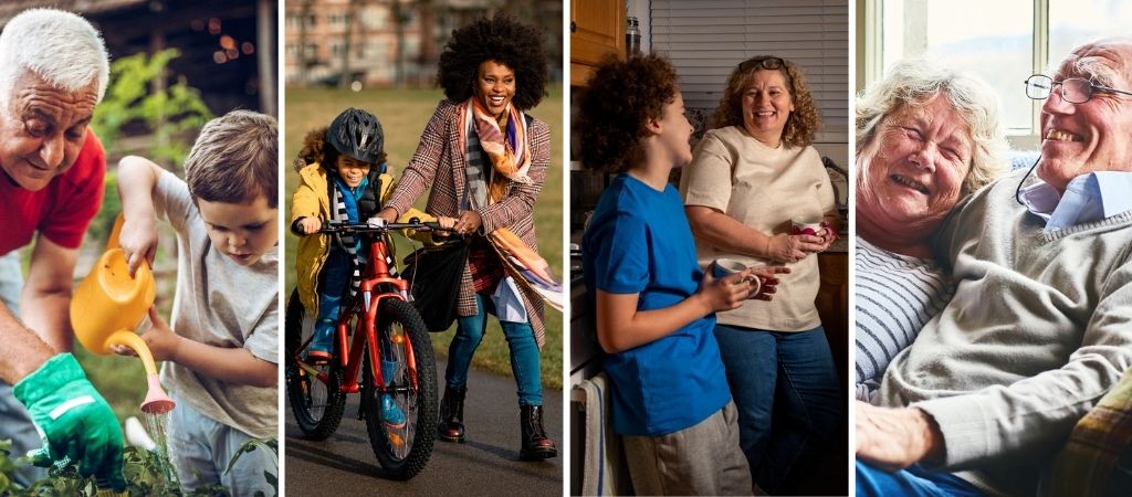 Collage of images of people at different stages of life