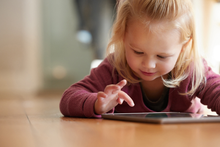 Toddler using a tablet